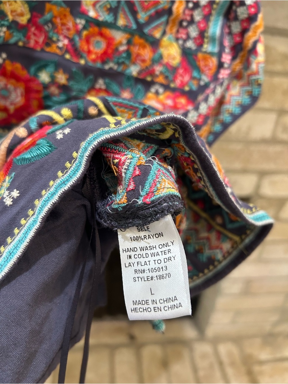 Savanna Jane Multicolor Embroidered Floral Patchwork Top EUC - Picture 3 of 4